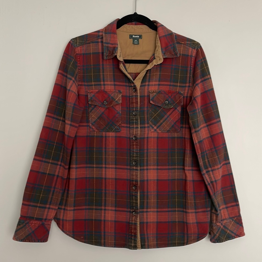 Roots Canada Plaid Grunge Flannel Shacket Button Down Shirt Womens Size S
